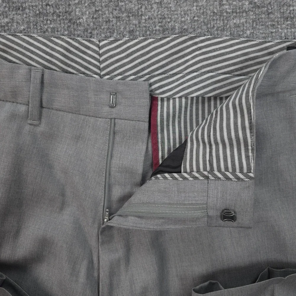 Hugo Boss Pants Mens 38x33 Gray Cagan 100% Virgin‎ Wool Dress Slacks Business